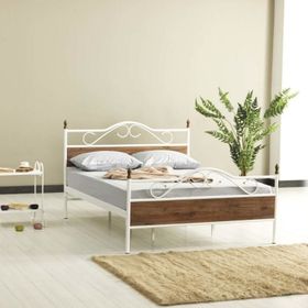 Mobilya Dükkanım ARM081 Beyaz Ceviz Bitez 140x200 cm Metal Karyola