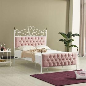 Mobilya Dükkanım Pembe Pedesa Metal 140x190 ARM061 cm Karyola
