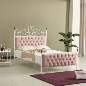 Mobilya Dükkanım Pembe Pedesa Metal 160x200 ARM064 cm Karyola