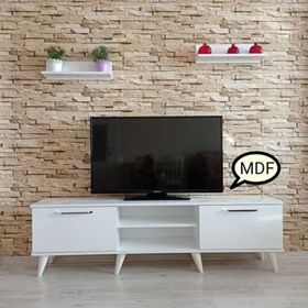 Mobilya Sepeti MS 80 MDF Raflı Beyaz TV Ünitesi