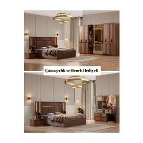 Mobilyabazari Palmera Bazalı Çamaşırlık ve Bench Hediyeli Yatak Odası Takımı