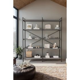 Mobitopya Nilamu Antrasit 150 cm Organizer Ofis Ev 150*170*34 cm 5 Raflı Kitaplık