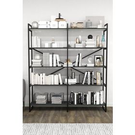 Mobitopya Nilamu Antrasit 150 cm Organizer Ofis Ev 150*170*34 cm 5 Raflı Kitaplık