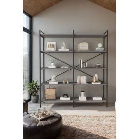 Mobitopya Nilamu Antrasit 150 cm Organizer Ofis Ev 150*170*34 cm 5 Raflı Kitaplık