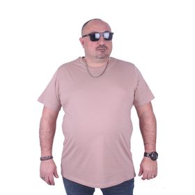 Moc Grande 11100 Büyük Beden Basic Bej Erkek T-shirt
