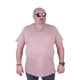 Moc Grande 11100 Büyük Beden Basic Bej Erkek T-shirt