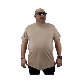 Moc Grande 11100 Büyük Beden Basic Bej Erkek T-shirt