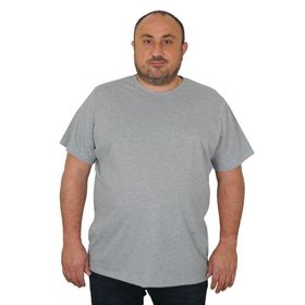 Moc Grande 11100 Büyük Beden Basic Gri Melanj Erkek T-shirt