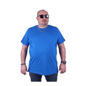 Moc Grande 11100 Büyük Beden Basic Saks Erkek T-shirt