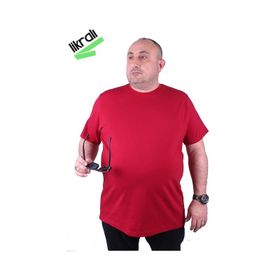 Moc Grande 11160 Büyük Beden Basic Bordo Erkek T-shirt
