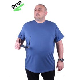 Moc Grande 11160 Büyük Beden Basic İndigo Erkek T-shirt
