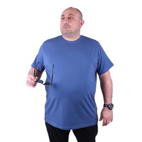 Moc Grande 11160 Büyük Beden Basic İndigo Erkek T-shirt