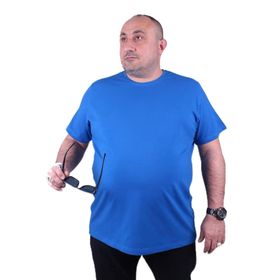 Moc Grande 11160 Büyük Beden Basic Saks Erkek T-shirt