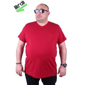Moc Grande 11170 Büyük Beden Basic Bordo Erkek T-shirt
