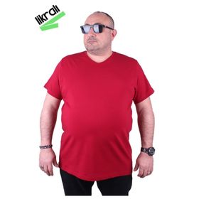 Moc Grande 11170 Büyük Beden Basic Bordo Erkek T-shirt