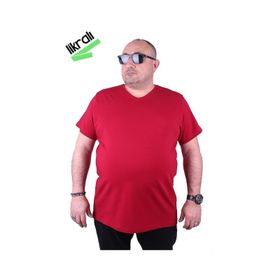 Moc Grande 11170 Büyük Beden Basic Bordo Erkek T-shirt