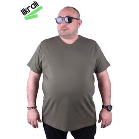 Moc Grande 11170 Büyük Beden Basic Haki Erkek T-shirt