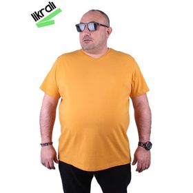 Moc Grande 11170 Büyük Beden Basic Hardal Erkek T-shirt