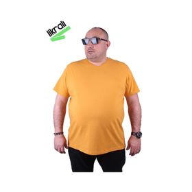 Moc Grande 11170 Büyük Beden Basic Hardal Erkek T-shirt