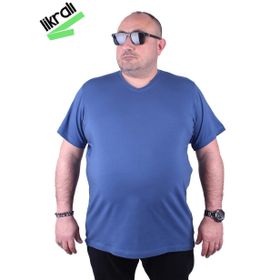 Moc Grande 11170 Büyük Beden Basic İndigo Erkek T-shirt