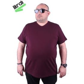 Moc Grande 11170 Büyük Beden Basic Mürdüm Erkek T-shirt
