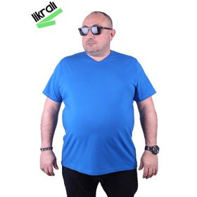 Moc Grande 11170 Büyük Beden Basic Saks Erkek T-shirt