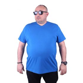Moc Grande 11170 Büyük Beden Basic Saks Erkek T-shirt
