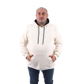 Moc Grande 11700 Bej Melanj Büyük Beden Basic Kapüşonlu Erkek Sweatshirt