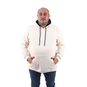 Moc Grande 11700 Bej Melanj Büyük Beden Basic Kapüşonlu Erkek Sweatshirt