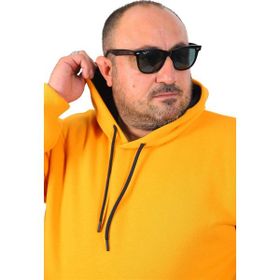 Moc Grande 11700 Hardal Büyük Beden Basic Kapüşonlu Erkek Sweatshirt