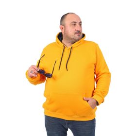 Moc Grande 11700 Hardal Büyük Beden Basic Kapüşonlu Erkek Sweatshirt