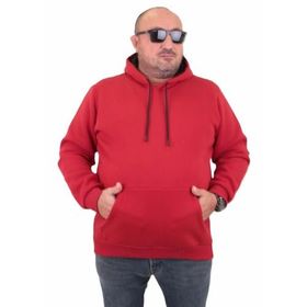 Moc Grande 11700 Kırmızı Büyük Beden Basic Kapüşonlu Erkek Sweatshirt