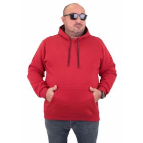 Moc Grande 11700 Kırmızı Büyük Beden Basic Kapüşonlu Erkek Sweatshirt