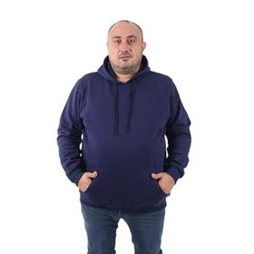 Moc Grande 11700 Lacivert Büyük Beden Basic Kapüşonlu Erkek Sweatshirt