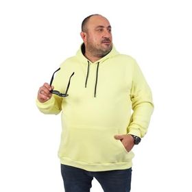 Moc Grande 11700 Sarı Büyük Beden Basic Kapüşonlu Erkek Sweatshirt
