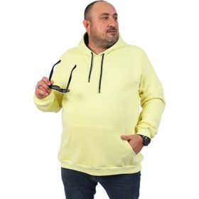 Moc Grande 11700 Sarı Büyük Beden Basic Kapüşonlu Erkek Sweatshirt