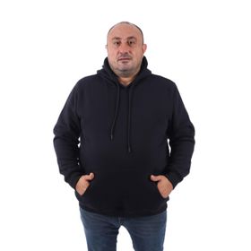 Moc Grande 11700 Siyah Büyük Beden Basic Kapüşonlu Erkek Sweatshirt
