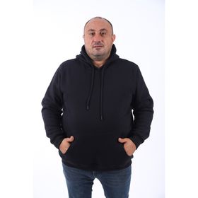 Moc Grande 11700 Siyah Büyük Beden Basic Kapüşonlu Erkek Sweatshirt