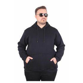 Moc Grande 11700 Siyah Büyük Beden Basic Kapüşonlu Erkek Sweatshirt