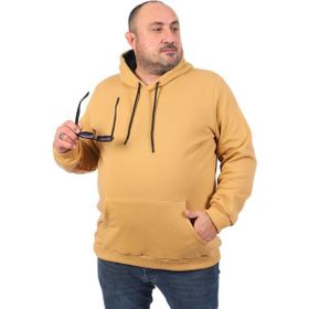Moc Grande 11700 Vizon Büyük Beden Basic Kapüşonlu Erkek Sweatshirt
