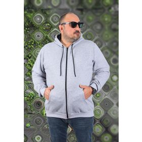 Moc Grande 11701 Gri Melanj 3 İp Kapüşonlu Erkek Sweatshirt