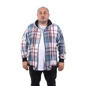 Moc Grande 22201 Mavi Büyük Beden Fermuarlı Cep Oduncu Erkek Sweatshirt
