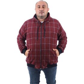 Moc Grande 22201 Mürdüm Büyük Beden Fermuarlı Cep Oduncu Erkek Sweatshirt