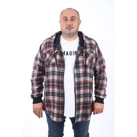 Moc Grande 22203 Bordo Büyük Beden Kapüşonlu Çift Cep Oduncu Erkek Sweatshirt