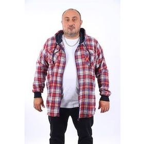 Moc Grande 22203 Bordo Büyük Beden Kapüşonlu Çift Cep Oduncu Erkek Sweatshirt