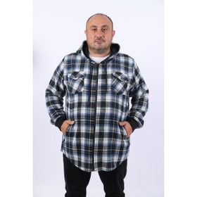 Moc Grande 22203 Mavi Büyük Beden Kapüşonlu Çift Cep Oduncu Erkek Sweatshirt