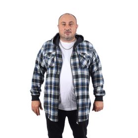 Moc Grande 22203 Mavi Büyük Beden Kapüşonlu Çift Cep Oduncu Erkek Sweatshirt