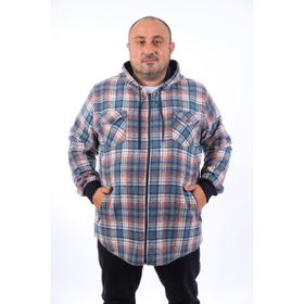 Moc Grande 22203 Petrol Büyük Beden Kapüşonlu Çift Cep Oduncu Erkek Sweatshirt
