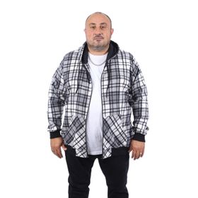 Moc Grande 22209 Gri Kangaroo Pocket Stripe Oduncu Gömlek Erkek Sweatshirt