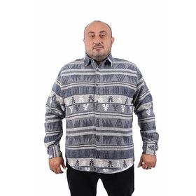 Moc Grande 22211 İndigo MC Rug Print Oduncu Erkek Gömlek
